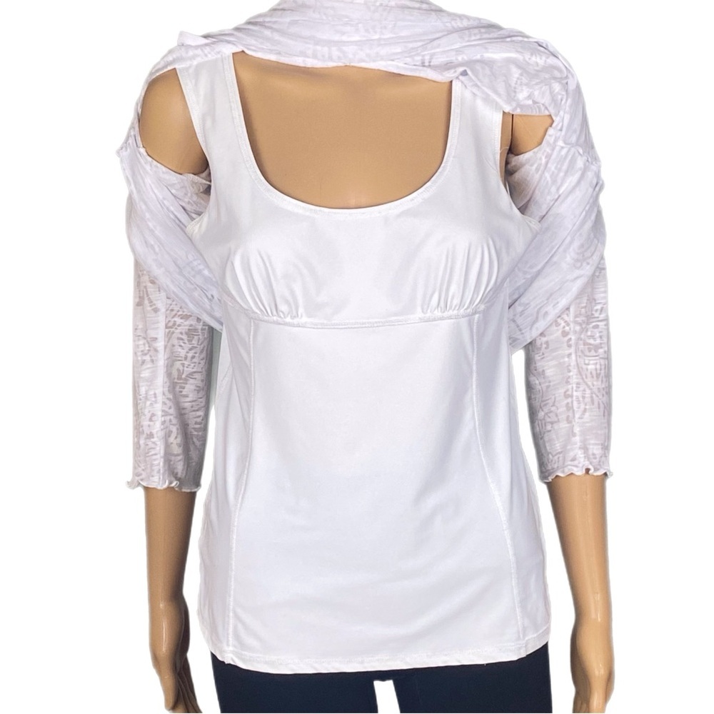 MIRACLEBODY by MIRACLESUIT white burnout fabric top over slimming tank top Large - Picture 7 of 13